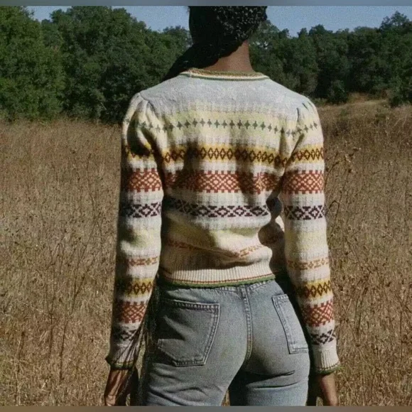 DÔEN Alba Fair Isle cashmere cardigan Sz. Large - Picture 3 of 5